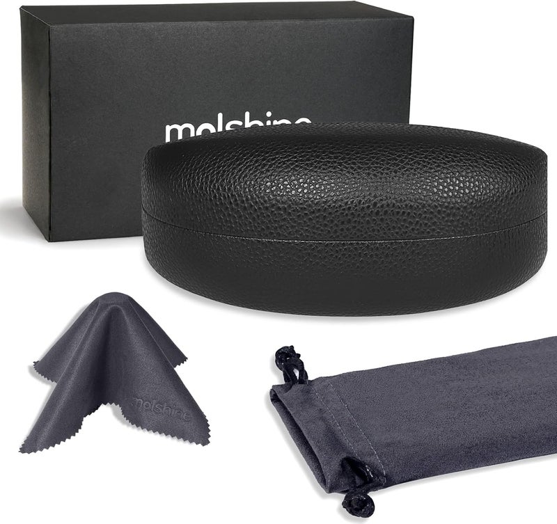 molshine Hard Shell Sunglasses Case,Classic Large Glasses Case for Sunglass,Eyeglasses with Cleaning Cloth,Pouch - Image 2